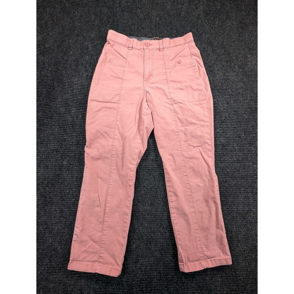 Lee Ultra Lux Seamed Crop Pants Womens 6 Pink Cotton Stretch High Rise Straight
